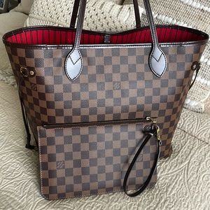 Authentic Louis Vuitton Neverfull MM Damier Ebene Cherry Interior